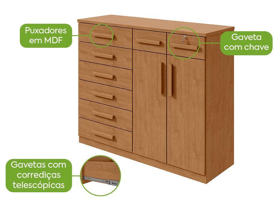 Cômoda Multiuso com Sapateira 8 Gavetas 2 Portas Móveis Lopas Toronto - 2