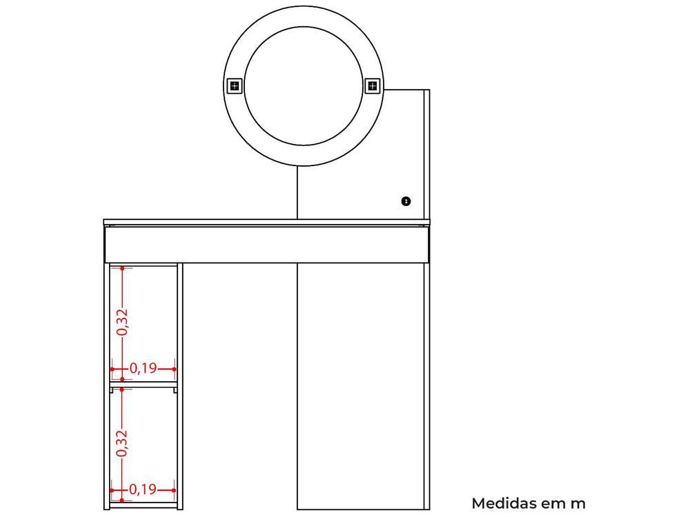 Penteadeira com Espelho e LED Móveis Albatroz Aurea - 5