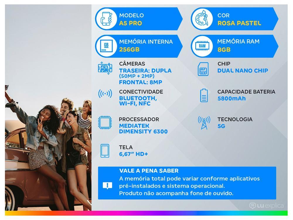 Smartphone OPPO A5 Pro 256GB Rosa Pastel 5G 8GB RAM 6,67" HD+ 8MP - 2