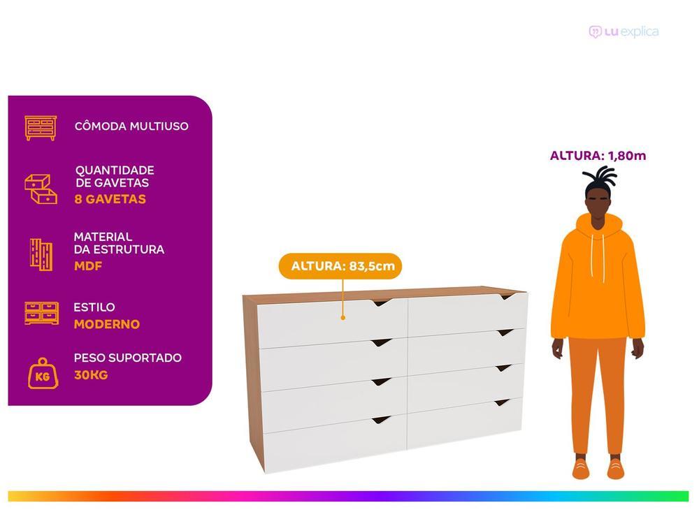 Cômoda Multiuso 8 Gavetas Politorno Móveis Porto - 2