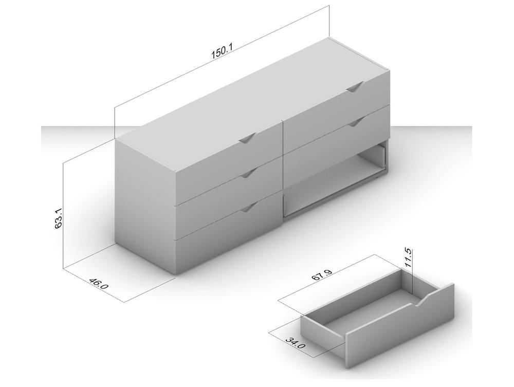 Cômoda Multiuso 6 Gavetas Politorno Móveis Porto - 4