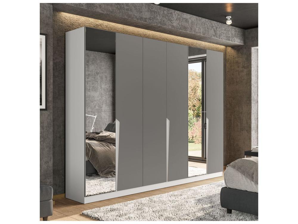 Guarda-roupa Casal com Espelho 6 Portas 4 Gavetas Politorno Porto - 1