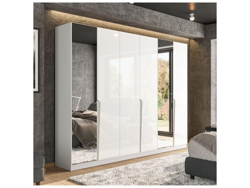 Guarda-roupa Casal 4 Gavetas 6 Portas 2 Espelhos Politorno Porto - 1