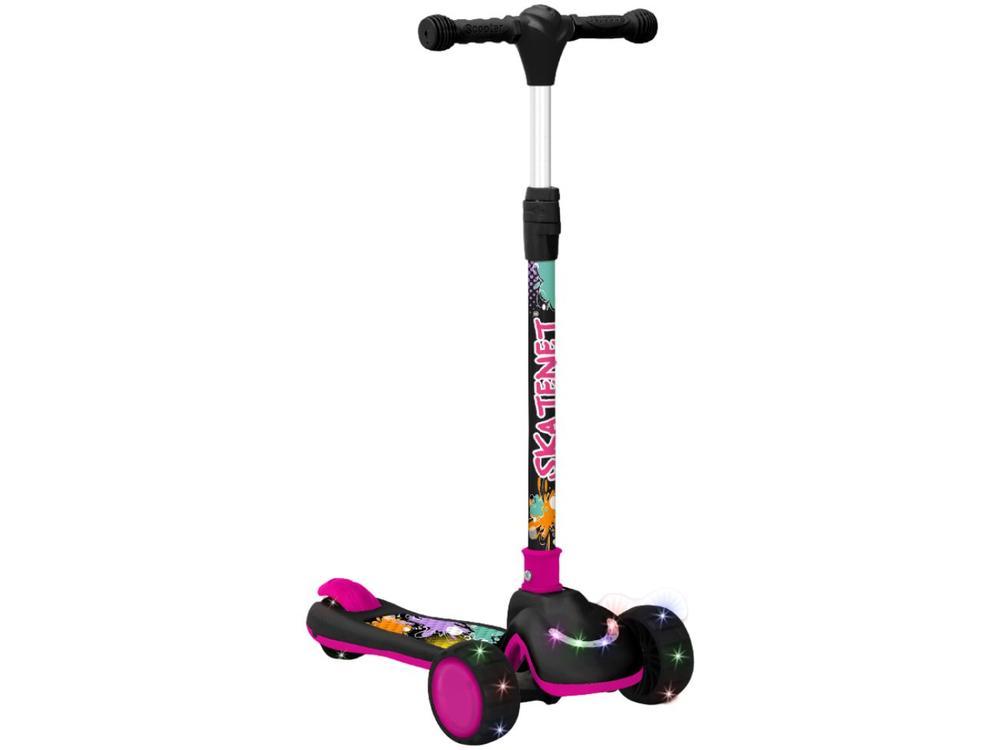 Patinete Infantil 3 Rodas Bandeirante Skatenet Preto e Rosa - 1