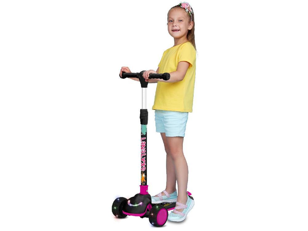 Patinete Infantil 3 Rodas Bandeirante Skatenet Preto e Rosa - 2