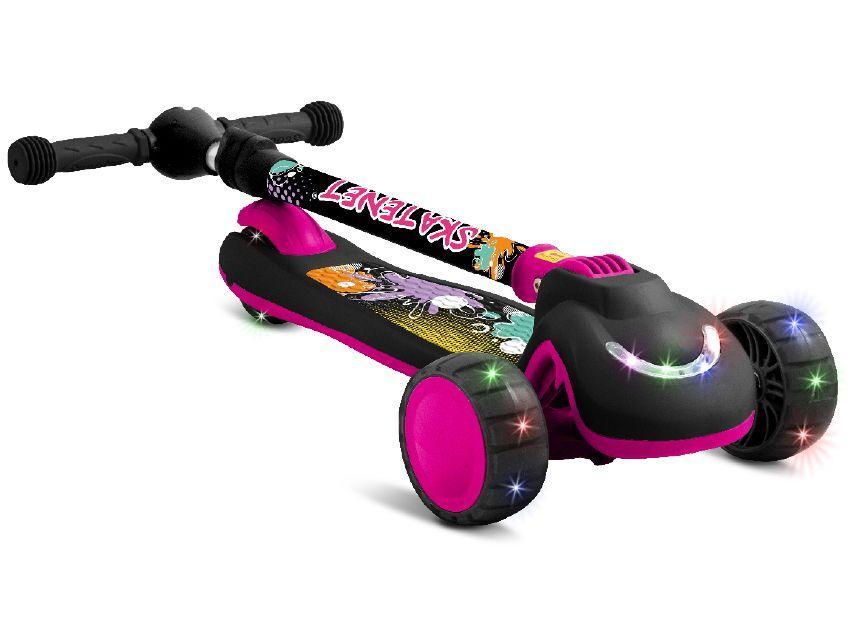 Patinete Infantil 3 Rodas Bandeirante Skatenet Preto e Rosa - 3