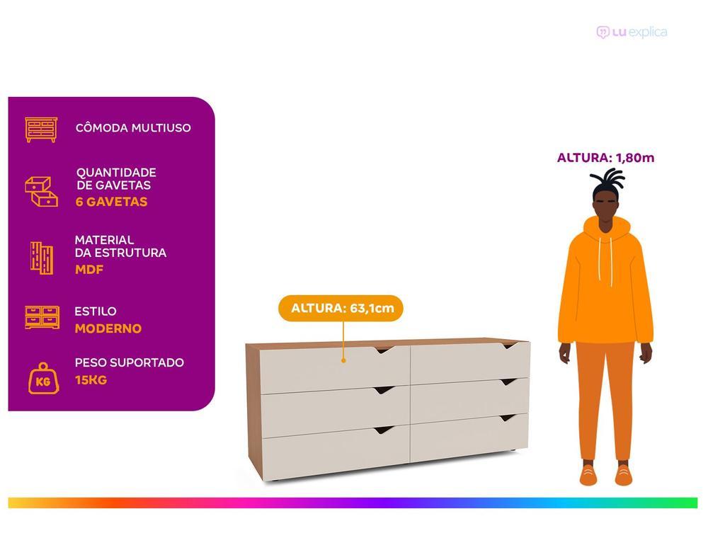 Cômoda Multiuso 6 Gavetas Politorno Móveis Porto - 2