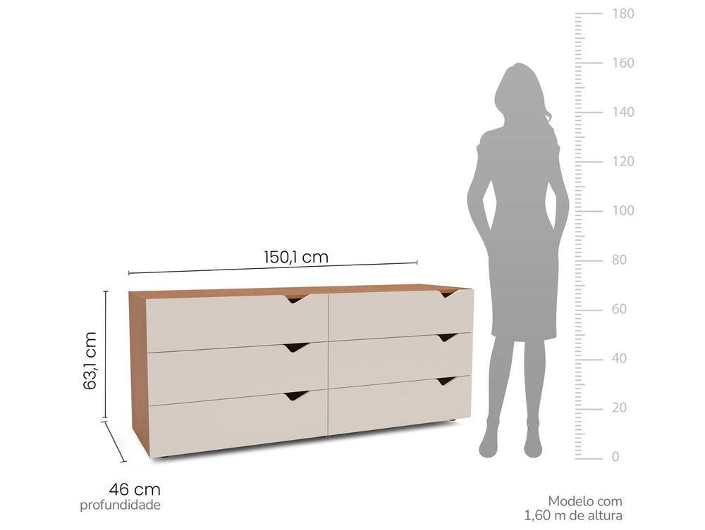 Cômoda Multiuso 6 Gavetas Politorno Móveis Porto - 3