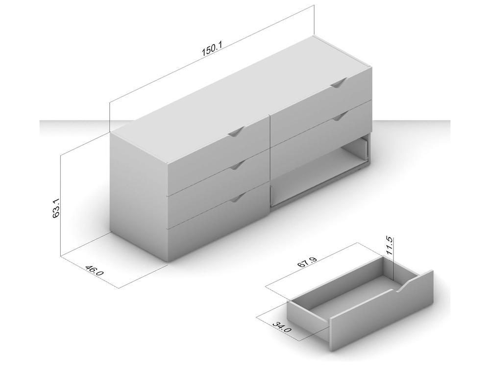 Cômoda Multiuso 6 Gavetas Politorno Móveis Porto - 4