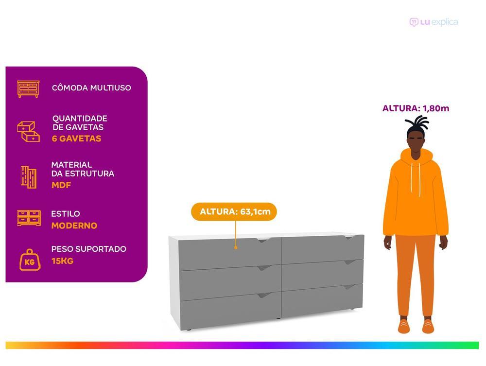 Cômoda Multiuso 6 Gavetas Politorno Móveis Porto - 2