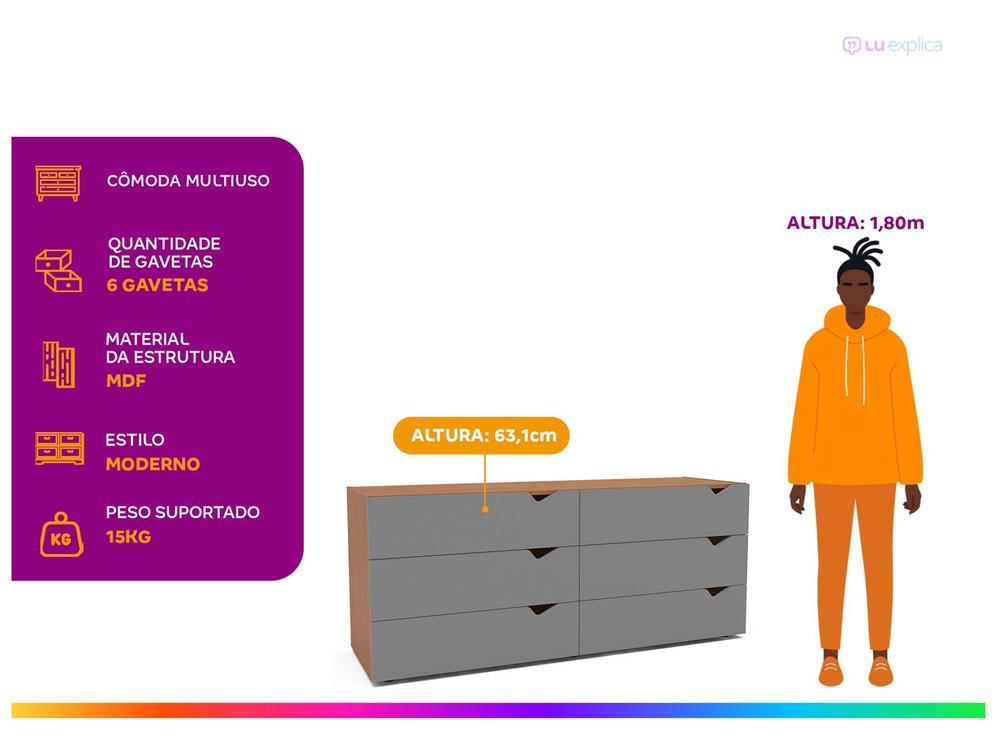 Cômoda Multiuso 6 Gavetas Politorno Móveis Porto - 2