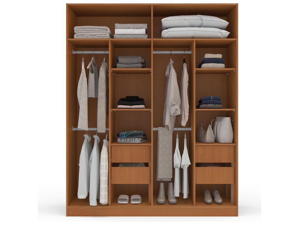 Guarda-roupa Casal 4 Gavetas 4 Portas Politorno Porto - 5