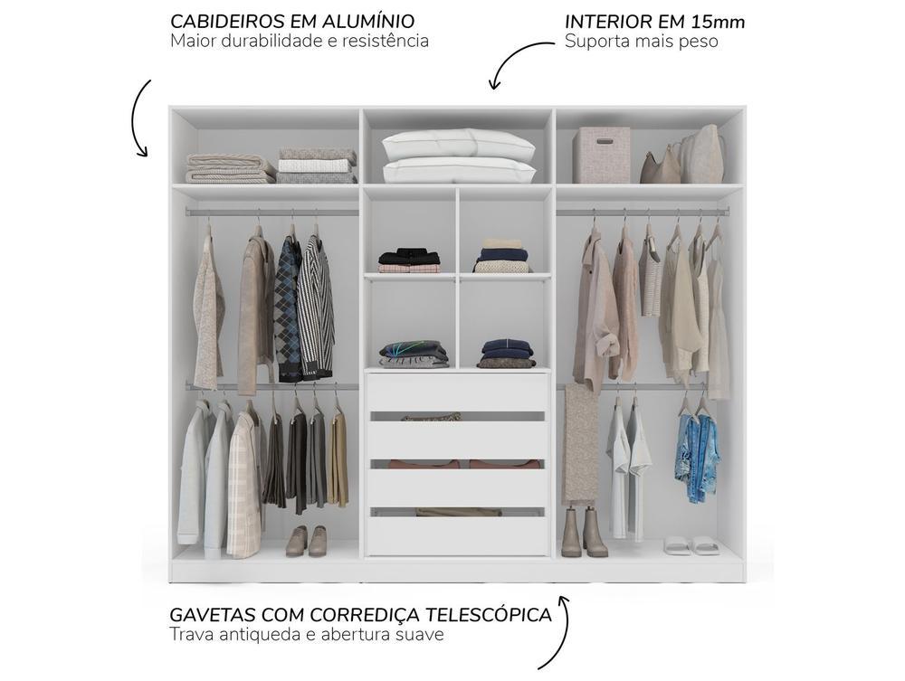 Guarda-roupa Casal com Espelho 4 Gavetas 6 Portas Politorno Lisboa - 3
