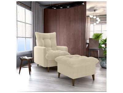 Poltrona Decorativa Reclinável com Puff 3 Posições Matrix Montreal