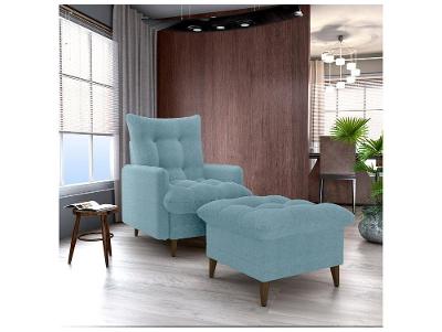 Poltrona Decorativa Reclinável com Puff 3 Posições Matrix Montreal