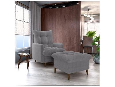 Poltrona Decorativa Reclinável com Puff 3 Posições Matrix Montreal