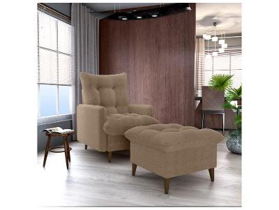 Poltrona Decorativa Reclinável com Puff 3 Posições Matrix Montreal