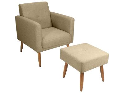 Poltrona Decorativa com Puff Moderno Matrix Pequim