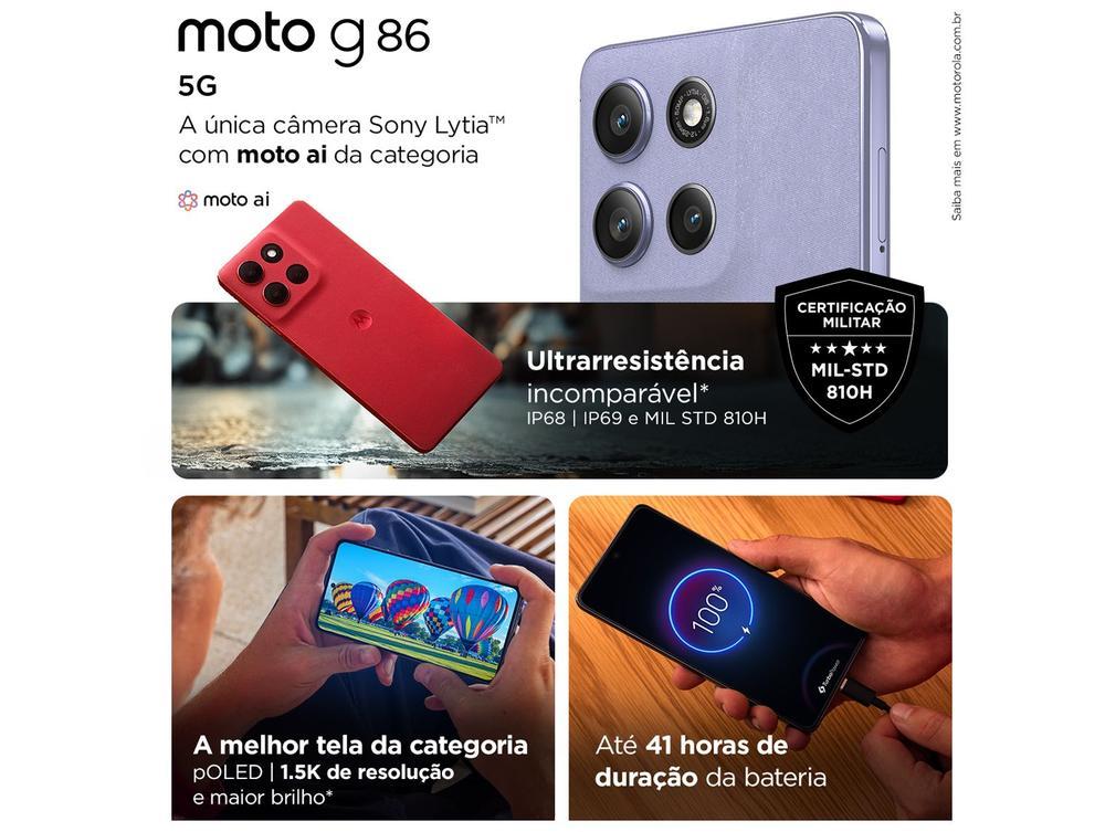 Smartphone Motorola G86 256GB Grafite 5G 16GB de RAM 6,7" Câm. Dupla + Selfie 32MP - 4