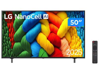 Smart TV 50" LG 4K Ultra HD NANO 50NANO80ASA webOS 25 α7 AI Processor Alexa 3 HDMI 2 USB