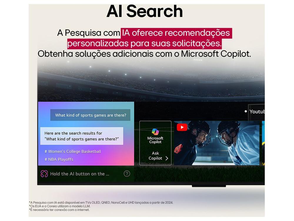 Smart TV 65" LG 4K Ultra HD QNED 65QNED82ASG webOS 25 α7 AI Processor Alexa 3 HDMI - 5