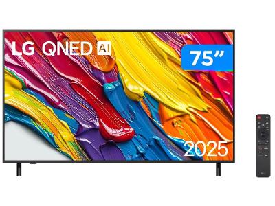 Smart TV 75" LG 4K QNED 75QNED82ASG webOS 25 α7 AI Processor 4K Gen8 Alexa 3 HDMI 2.0 2 USB