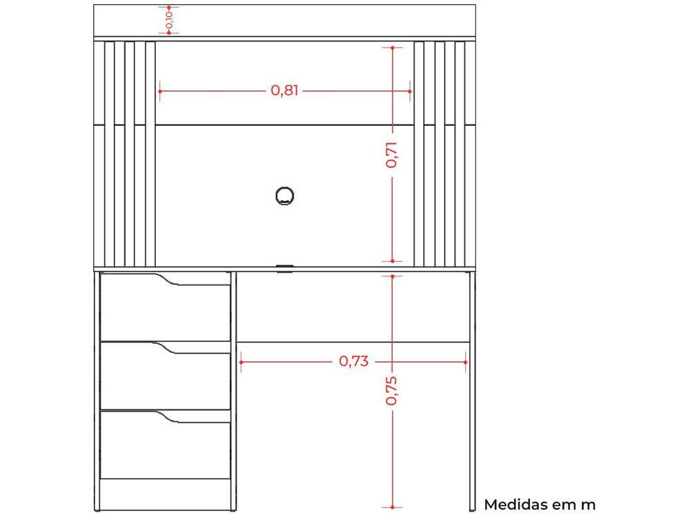 Escrivaninha 3 Gavetas Móveis Albatroz Mimo Doble - 4