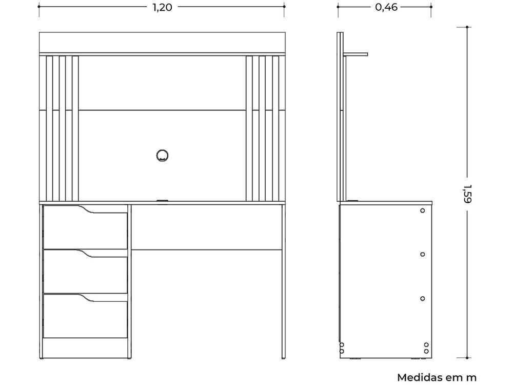 Escrivaninha 3 Gavetas Móveis Albatroz Mimo Doble - 5