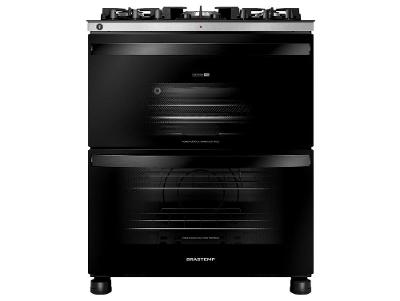 Fogão 5 Bocas Brastemp Preto Duplo Forno BFD5LAE