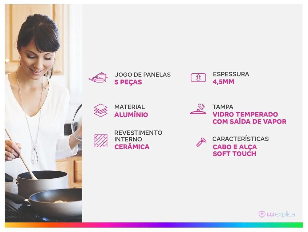 Jogo de Panelas Brinox Cerâmico de Alumínio Vanilla 5 Peças Optima Essentials Ceramic Life - 3