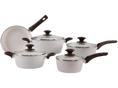 Jogo de Panelas Brinox Cerâmico de Alumínio Vanilla 5 Peças Optima Essentials Ceramic Life