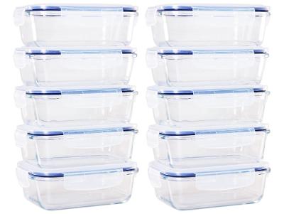 Jogo de Potes de Vidro Brinox com Tampa Retangular Lock & Stock 640ml 10 Peças
