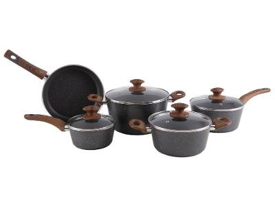 Jogo de Panelas Brinox de Alumínio Stone&Wood Cinza 5 Peças Optima