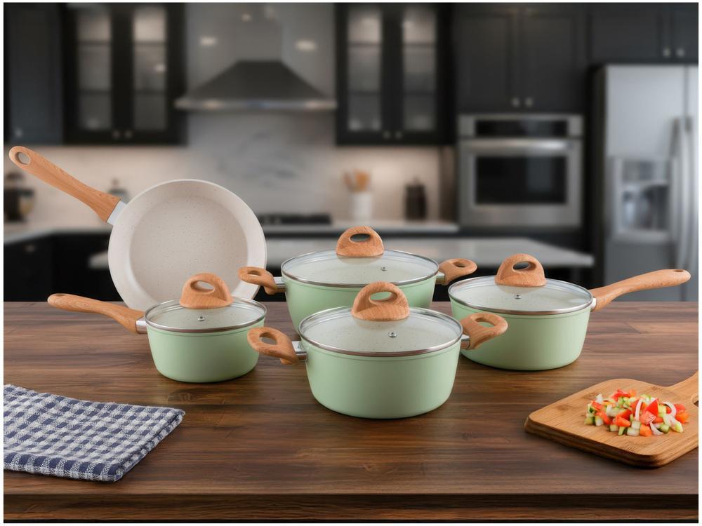 Jogo de Panelas Brinox Verde Pistache 5 Peças Optima Ceramic Life - 4