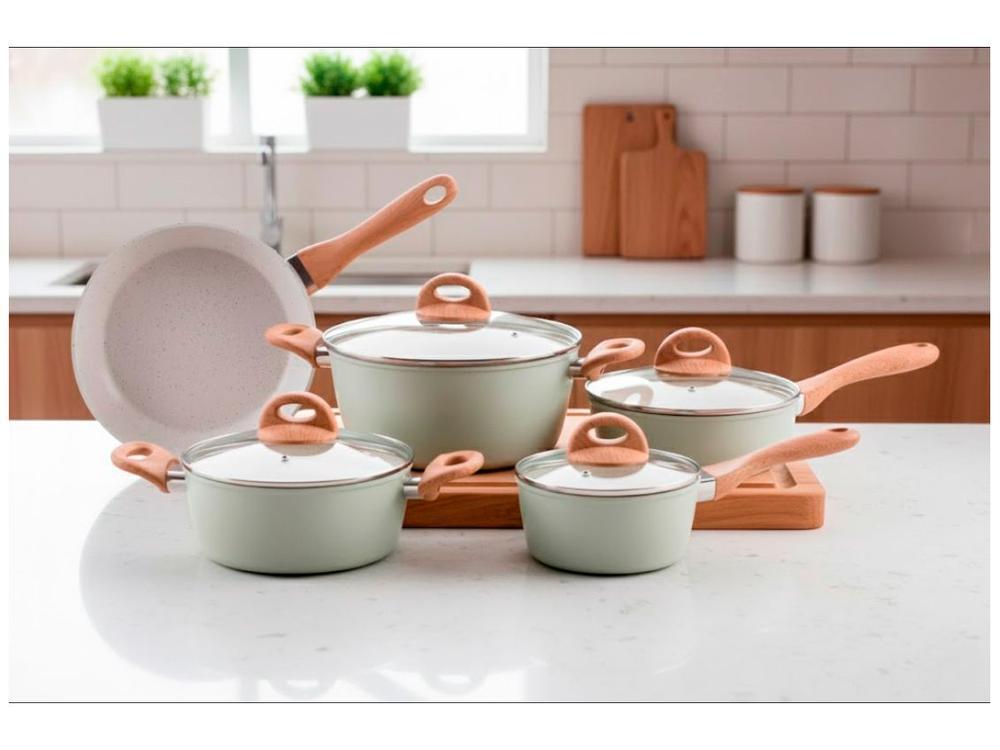 Jogo de Panelas Brinox Verde Pistache 5 Peças Optima Ceramic Life - 5
