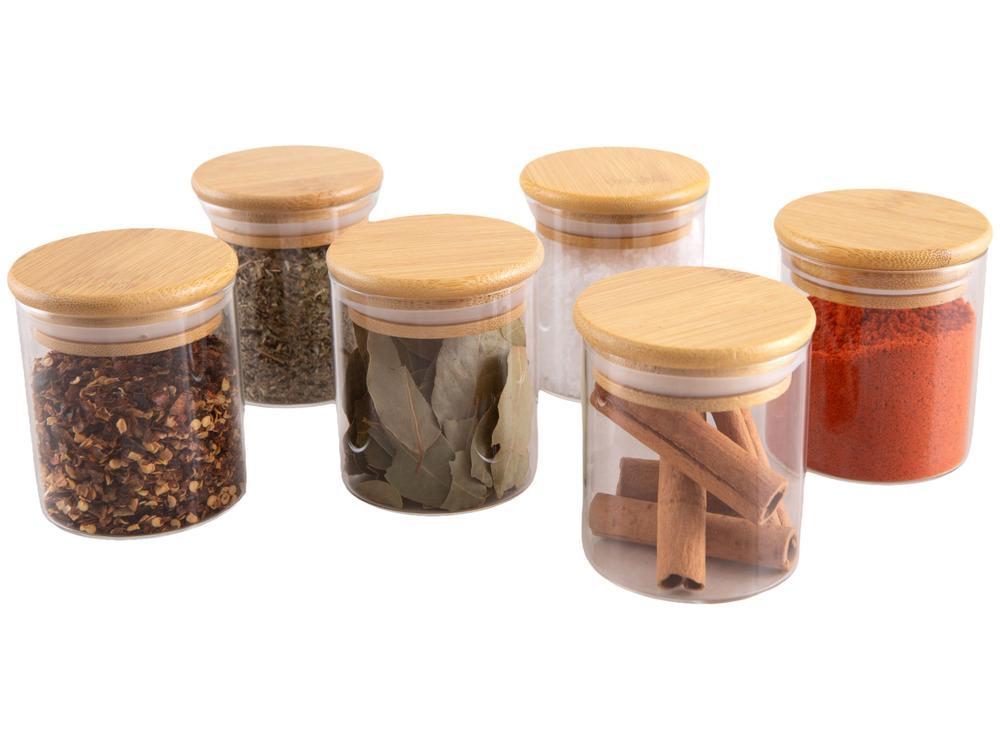 Jogo de Potes de Vidro Brinox Redondo 180ml Ekko Lock & Stock 6 Peças - 1