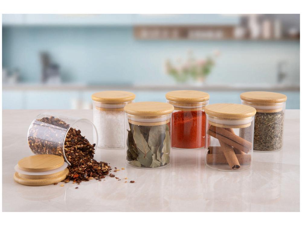 Jogo de Potes de Vidro Brinox Redondo 180ml Ekko Lock & Stock 6 Peças - 2