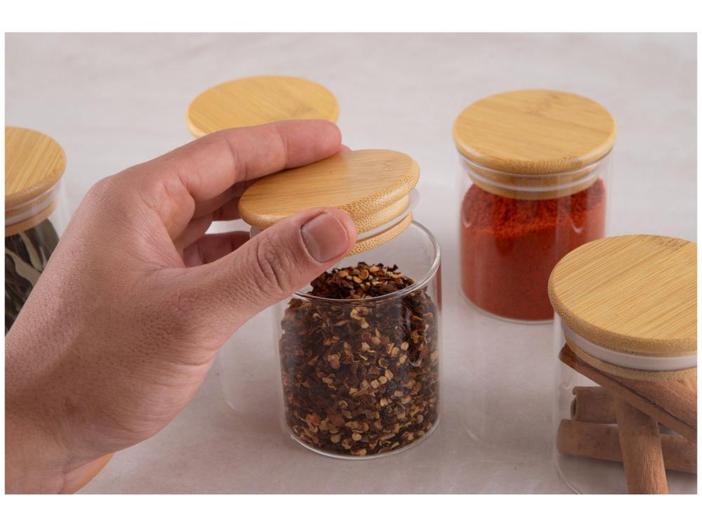 Jogo de Potes de Vidro Brinox Redondo 180ml Ekko Lock & Stock 6 Peças - 3