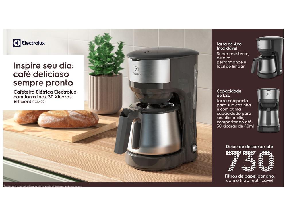 Cafeteira Elétrica Electrolux Efficient ECM22 Jarra Inox 30 Xícaras Preta 4911AOBR505 - 2