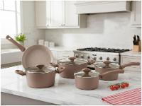 Jogo de Panelas Brinox Mocha Mousse 5 Peças Optima Ceramic Life