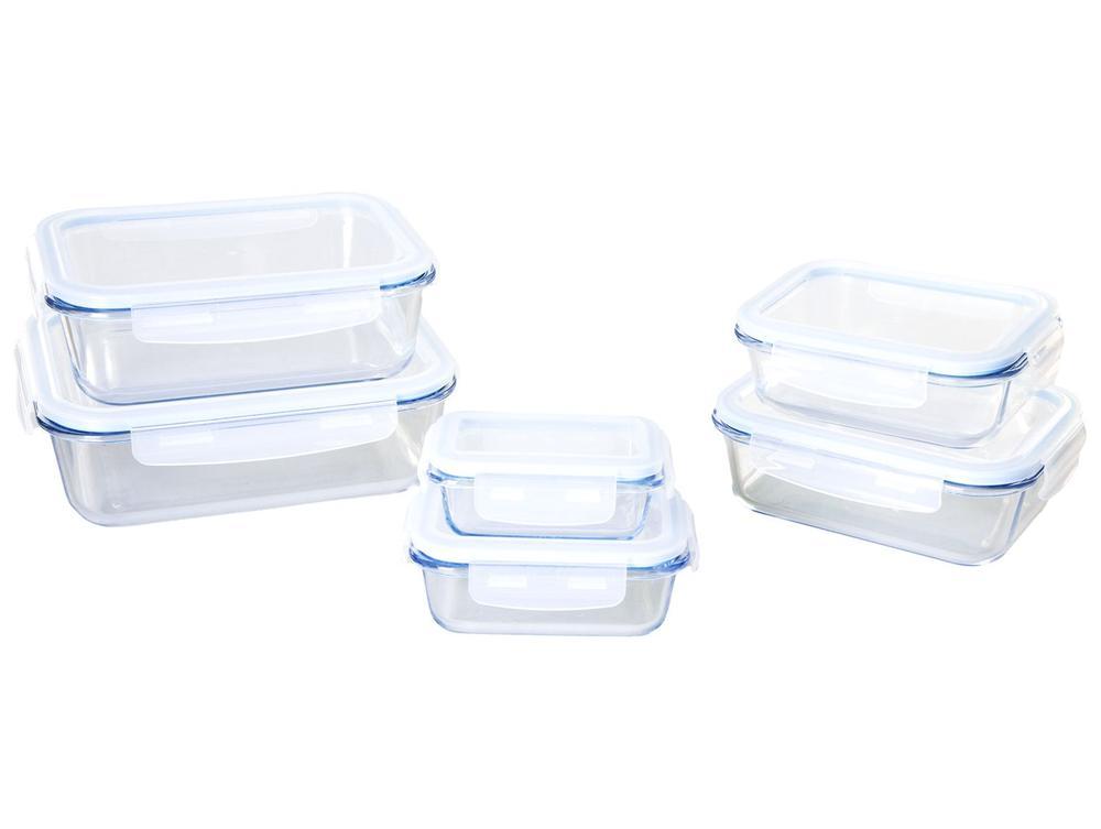 Jogo de Potes de Vidro Brinox com Tampa Retangular Lock & Stock 6 Peças - 1