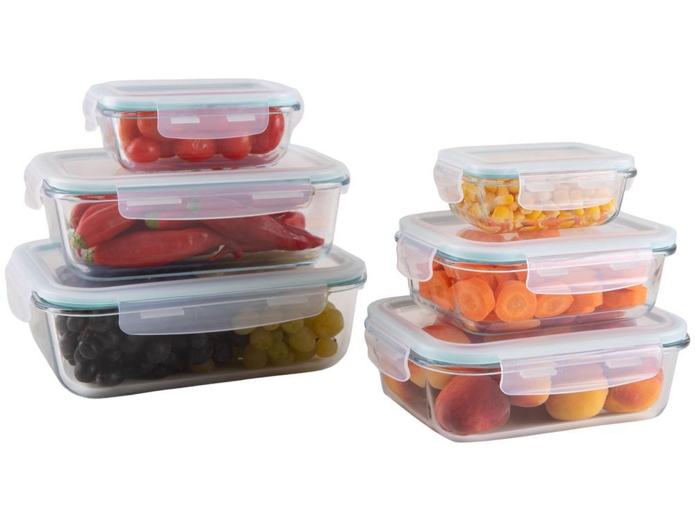 Jogo de Potes de Vidro Brinox com Tampa Retangular Lock & Stock 6 Peças - 1