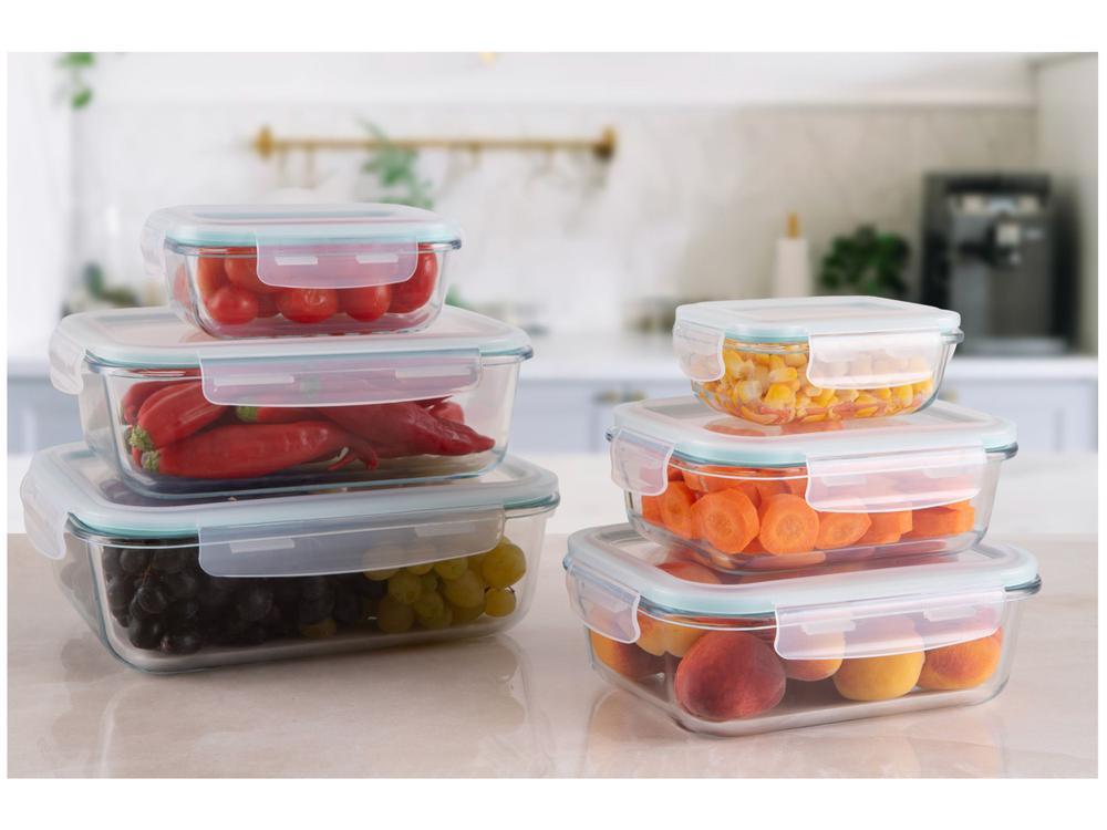 Jogo de Potes de Vidro Brinox com Tampa Retangular Lock & Stock 6 Peças - 2