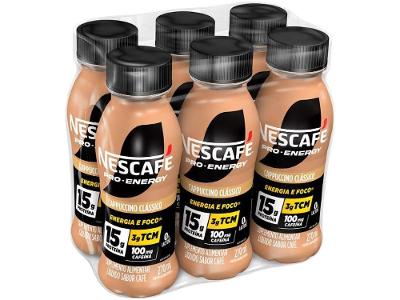 Bebida Lactea com 15g de Proteínas Nescafe Pro-Energy Capuccino Classico 270ml 6 unidades