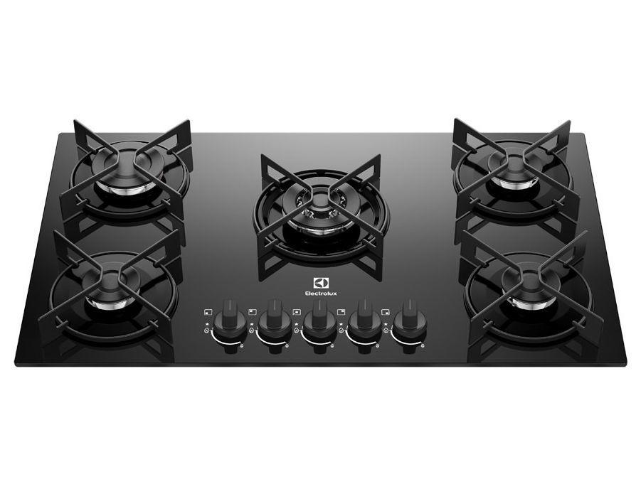 Cooktop 5 Bocas GLP Electrolux Preto Acendimento Automático Efficient KE5GT - 1