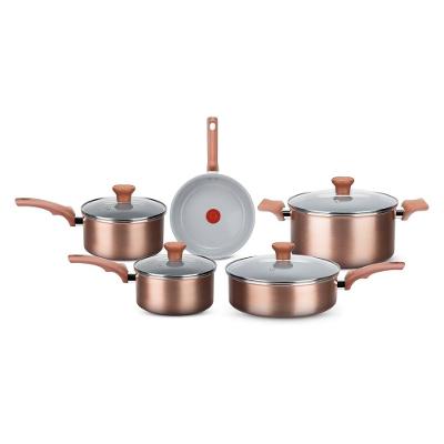 Jogo de Panelas Rochedo Cerâmico de Alumínio Rose Gold 5 Peças Ceramic