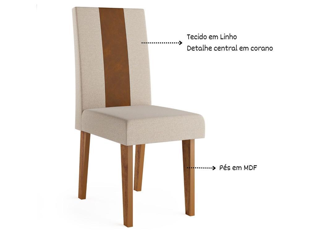 Mesa de Jantar 4 Cadeiras 4 Lugares Retangular Mel Bronze e Off White Viero Móveis Vigo - 3