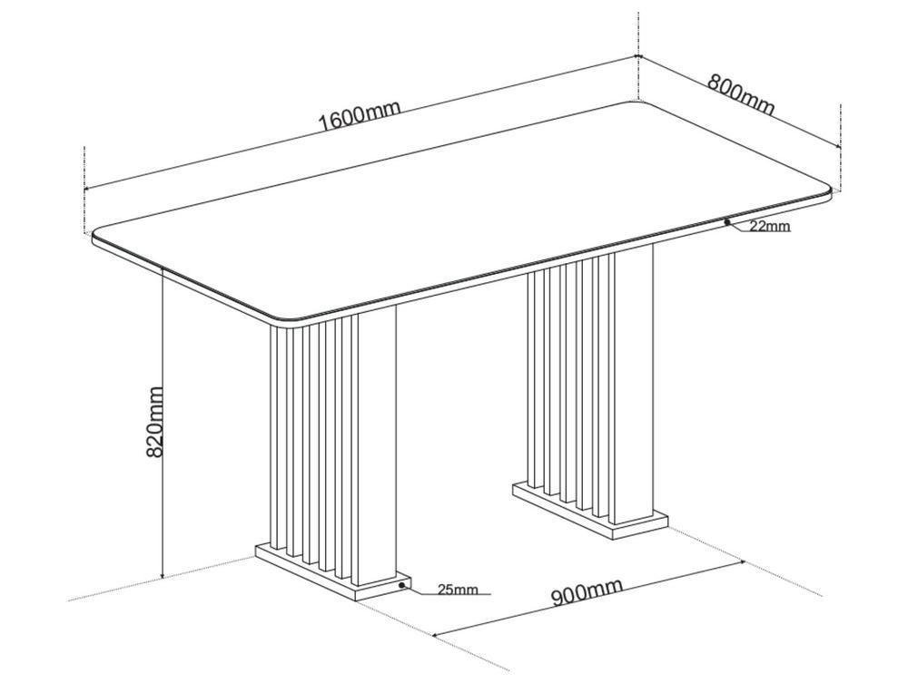 Mesa de Jantar 6 Cadeiras 6 Lugares Retangular Mel Bronze e Off White Viero Móveis Vigo - 4