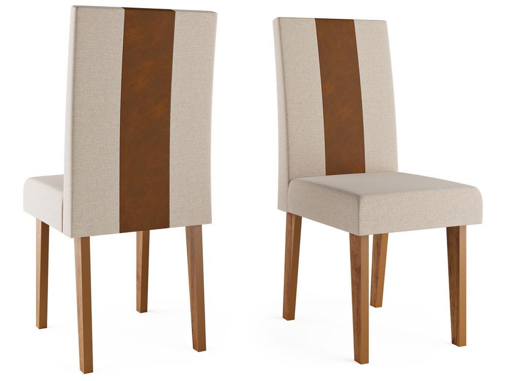 Mesa de Jantar 6 Cadeiras 6 Lugares Retangular Mel Bronze e Off White Viero Móveis Vigo - 7