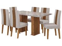 Mesa de Jantar 6 Cadeiras 6 Lugares Retangular Mel Bronze e Off White Viero Móveis Vigo - 6